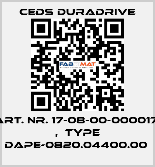 Art. Nr. 17-08-00-000017  ,  type DAPE-0820.04400.00  Ceds Duradrive