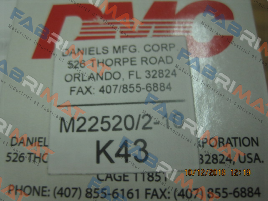 K43 Dmc Daniels Manufacturing Corporation