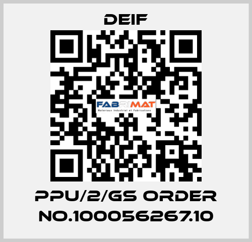 PPU/2/Gs ORDER No.100056267.10 Deif