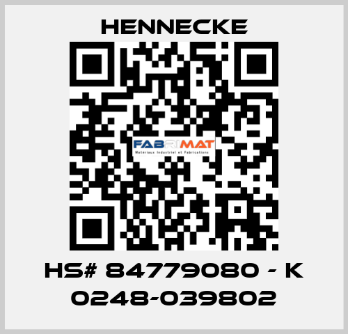 HS# 84779080 - K 0248-039802 Hennecke