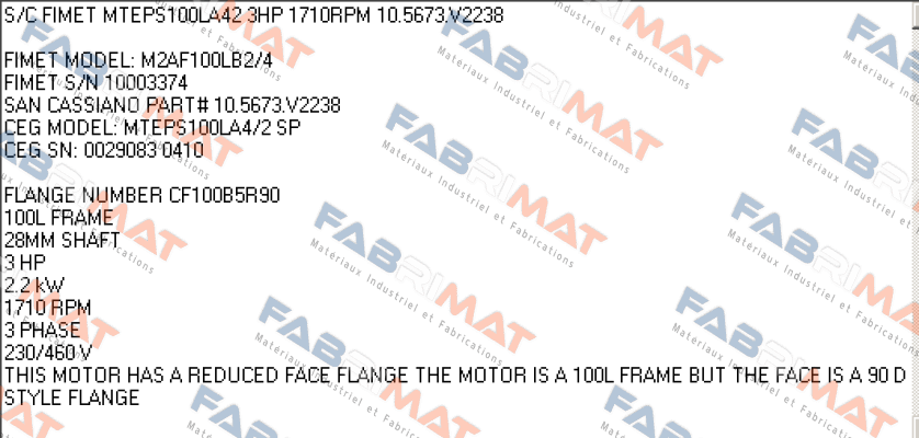 M2AF 100 LB-2/4 B5 RED 90D  Fimet