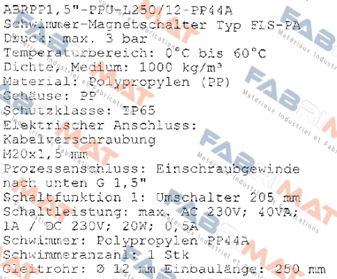 ABRPP1, 5"-PPU-L250/12-PP44A  Kübler