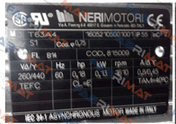 MR63A4 B14 265/460/60 Neri Motori