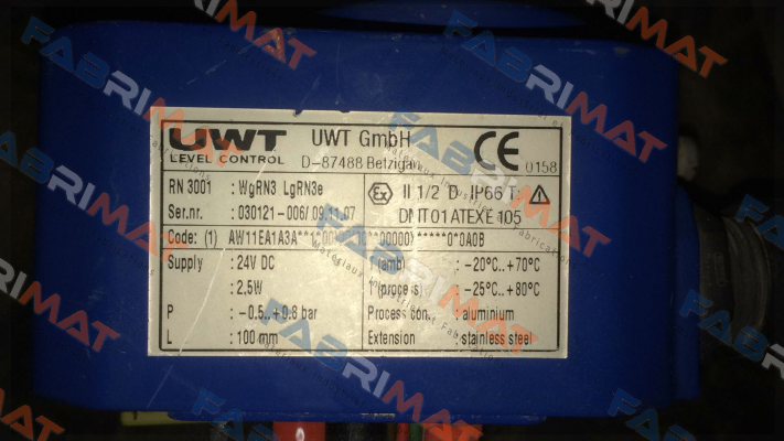 Type: RN 3001 - AW11EA1A3A Uwt