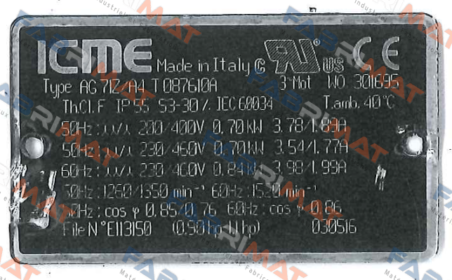 AG 71Z/A4 T 0876110A  Icme Motor