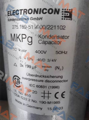 30kvar 200uF 400v 50hz  ELECTRONICON Kondensatoren