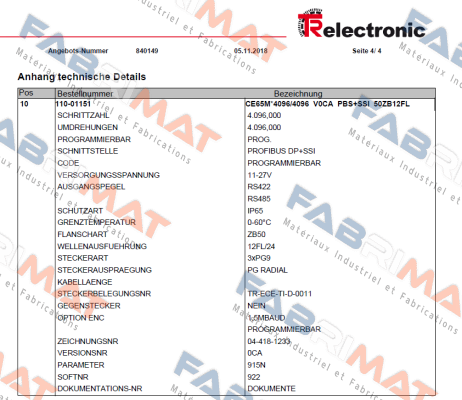 110-01151 TR Electronic