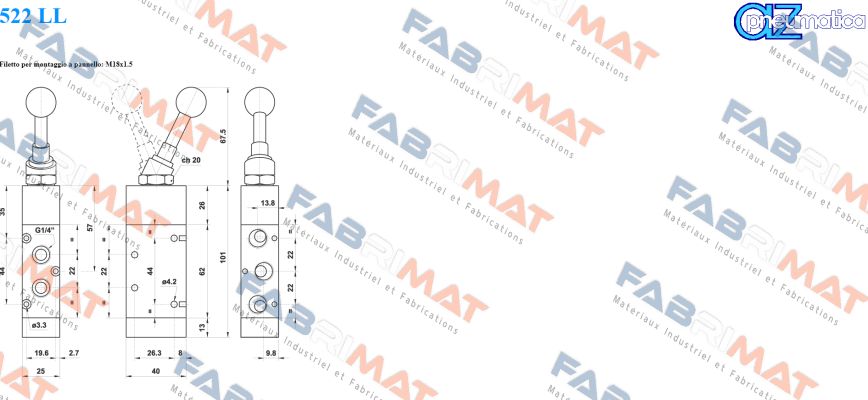 01.050.4 Type 522 LL, 1/4" AZ Pneumatica