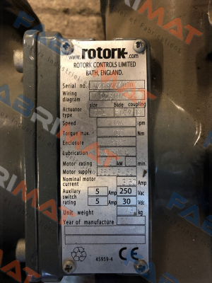 S/N:L02632240102 Rotork