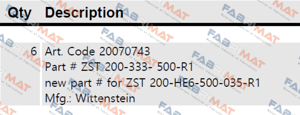 ZST 200-333-500-R1 Wittenstein