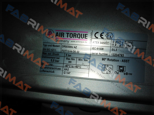 DR00300U AZ S/N: 13204793 Air Torque