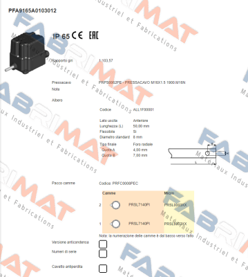 PFA9165A0103012 Ter Tecno Elettrica Ravasi