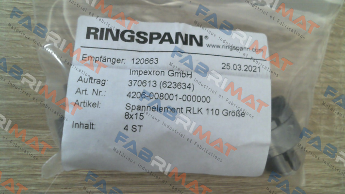 p/n: 4206-008001-000000, Type: RLK 110-8 x 15 Ringspann