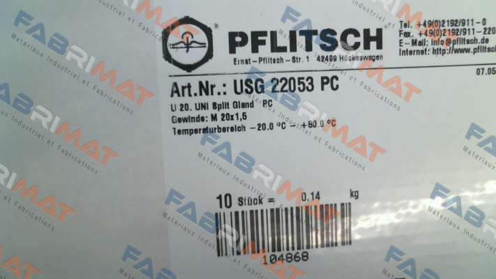 USG 22053 PC (pack x10) PFLITSCH