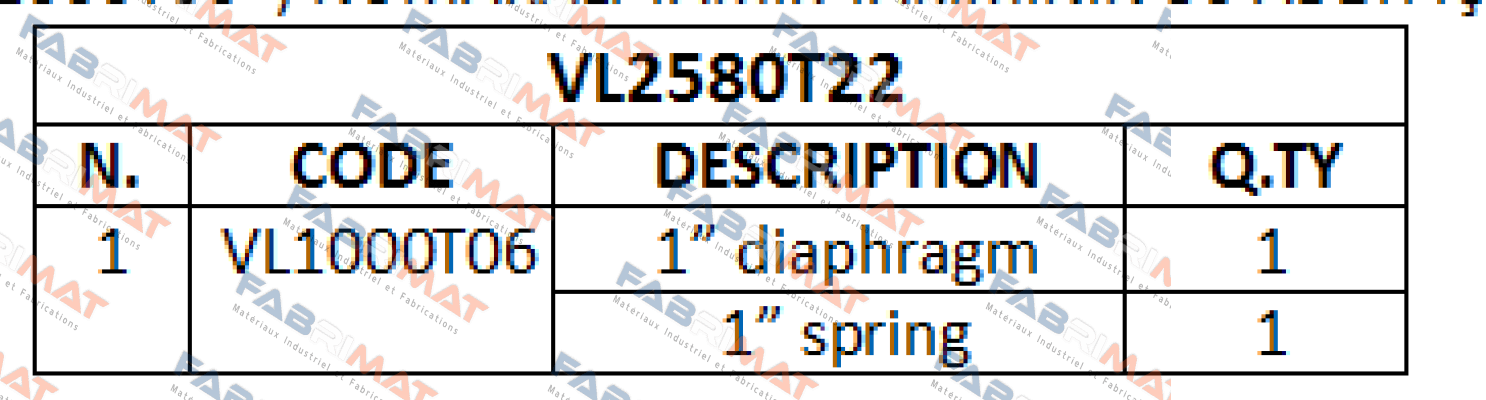 1” spring For VL2580T22  Trimec