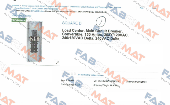 QO330MQ150 Square D (Schneider Electric)