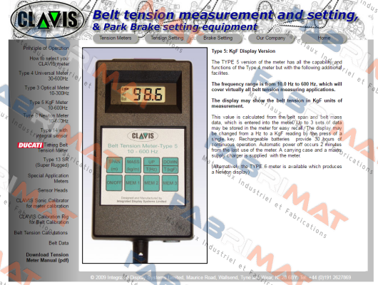 Type 5 acoustic belt meter  Clavis