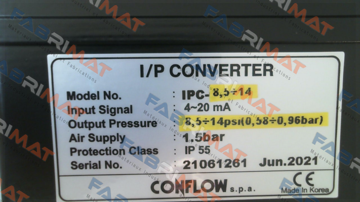 PC converter 0-18 PSI CONFLOW