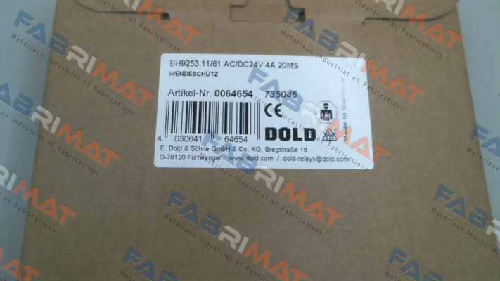 p/n: 0064654, Type: BH9253.11/61 AC/DC24V 4A 20MS Dold