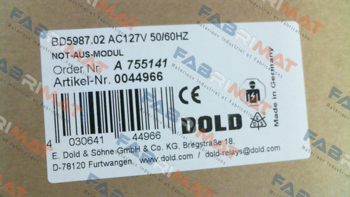 p/n: 0044966, Type: BD5987.02 AC127V 50/60HZ Dold